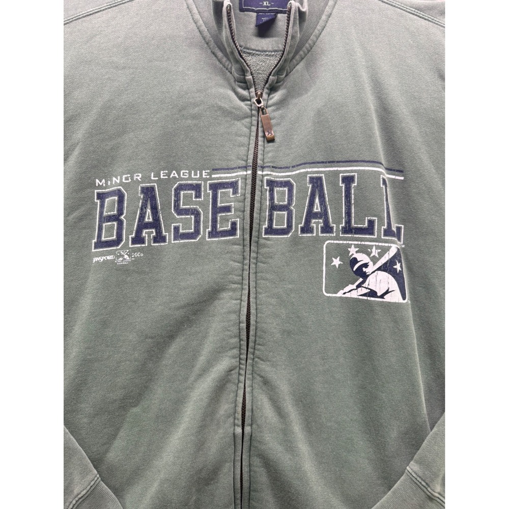 Jansport Zip Sweatshirt Mens XL Green Good Minor League Baseball Graphic - Picture 3 of 4